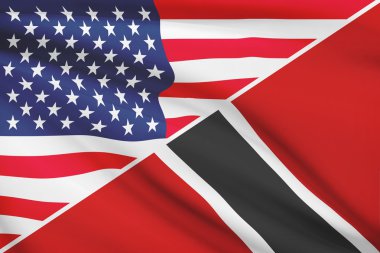 Series of ruffled flags. USA and Republic of Trinidad and Tobago. clipart