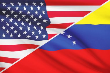 fırfır yakalı bayrakları dizi. ABD ve Bolivarcı venezuela Cumhuriyeti.