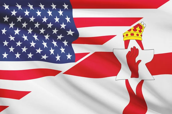 Serie di bandiere arruffati. USA e Irlanda del Nord. — Foto Stock