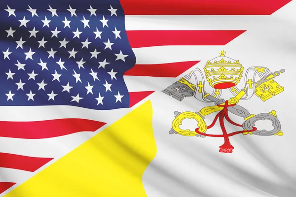 Series of ruffled flags. USA and Vatican City State. — Stock Photo, Image