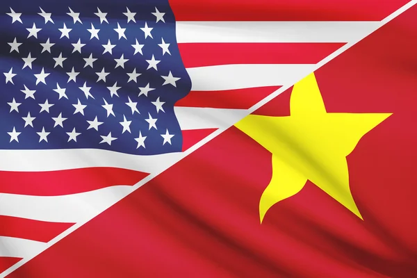 Serie de banderas con volantes. Estados Unidos y socialista República de vietnam. —  Fotos de Stock