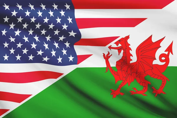 fırfır yakalı bayrakları dizi. ABD ve Galler - cymru.