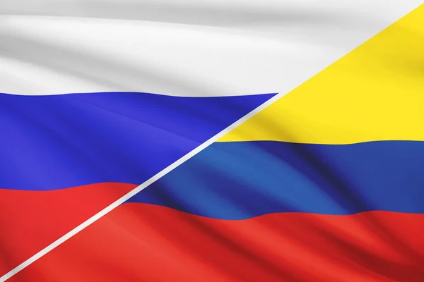 系列的竖起旗帜。俄罗斯和哥伦比亚共和国. — 图库照片