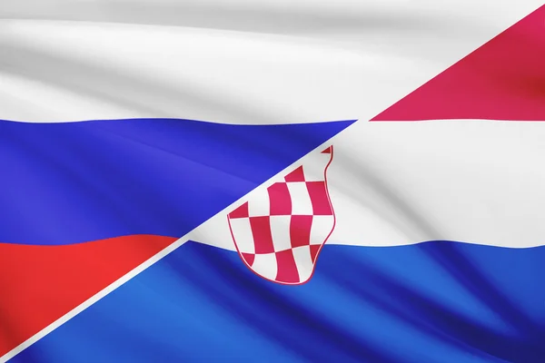 Serie von gekräuselte Flags. Russland und der Republik Kroatien. — Stockfoto