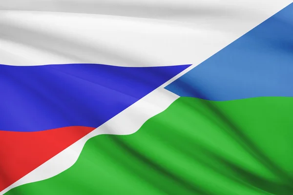 Series of ruffled flags. Russia and Republic of Djibouti. — Stock Photo, Image