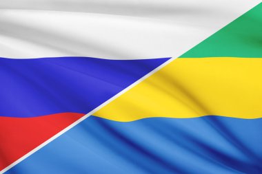 fırfır yakalı bayrakları dizi. Gabon Cumhuriyeti ve Rusya.