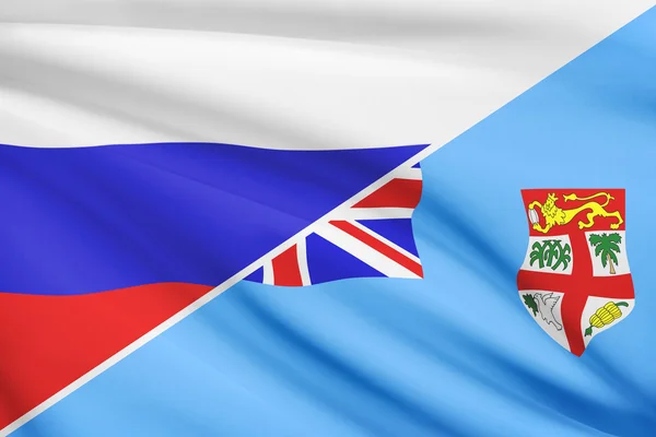 Series of ruffled flags. Russia and Republic of Fiji. — Stock Photo, Image