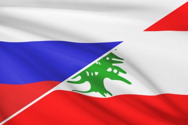fırfır yakalı bayrakları dizi. Rusya ve Lübnan Cumhuriyeti.