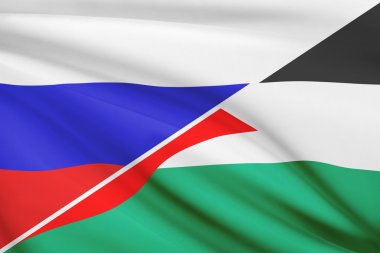 fırfır yakalı bayrakları dizi. Rusya ve Filistin devleti.