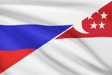 fırfır yakalı bayrakları dizi. Singapur Cumhuriyeti ve Rusya.