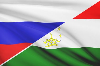 fırfır yakalı bayrakları dizi. Rusya ve Tacikistan Cumhuriyeti.