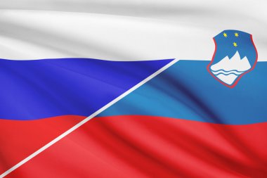 fırfır yakalı bayrakları dizi. Slovenya Cumhuriyeti ve Rusya.