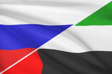 fırfır yakalı bayrakları dizi. Rusya ve Birleşik Arap Emirlikleri.
