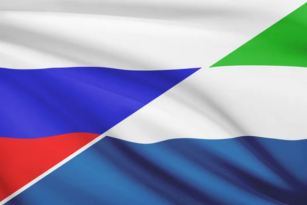 Series of ruffled flags. Russia and Republic of Sierra Leone. — Stock Photo, Image