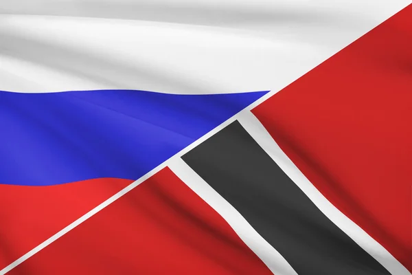 Serie von gekräuselte Flags. Russland und Trinidad und tobago. — Stockfoto