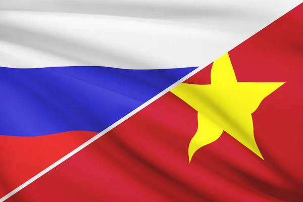 Serie di bandiere arruffati. Russia e socialista della Repubblica del vietnam. — Foto Stock