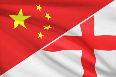 fırfır yakalı bayrakları dizi. İngiltere ve Çin.