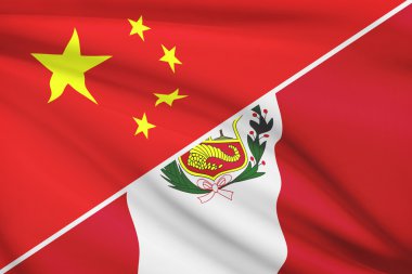 fırfır yakalı bayrakları dizi. Çin ve peru Cumhuriyeti.