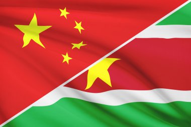 fırfır yakalı bayrakları dizi. Çin ve Surinam Cumhuriyeti.