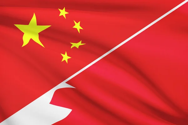 Series of ruffled flags. China and Kingdom of Bahrain. — Stock Photo, Image