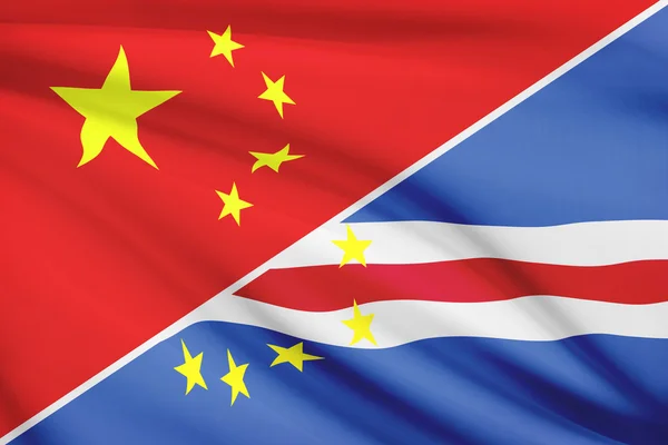 Series of ruffled flags. China and Republic of Cape Verde. — Stock Photo, Image