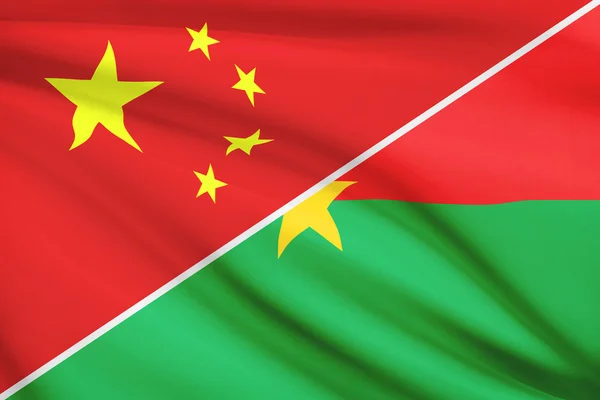 Serie von gekräuselte Flags. China und Burkina faso. — Stockfoto