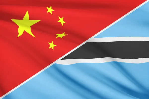 Serie di bandiere arruffati. Cina e Repubblica del botswana. — Foto Stock