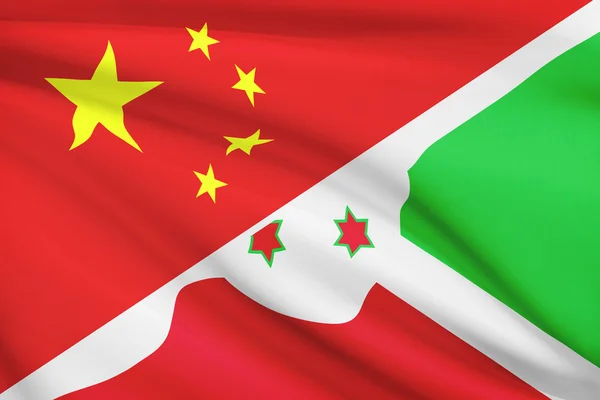 Serie di bandiere arruffati. Cina e Repubblica del burundi. — Foto Stock