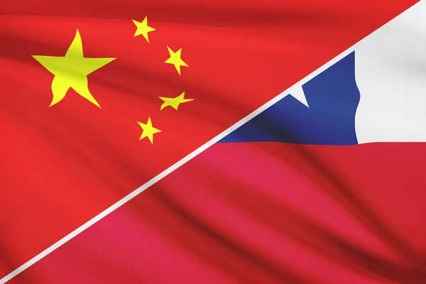 Serie de banderas con volantes. China y la República de chile. — Foto de Stock