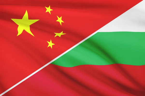 Series of ruffled flags. China and Republic of Bulgaria. — Stock Photo, Image