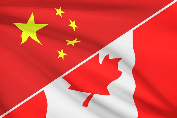 Series of ruffled flags. China and Canada. — Stock Photo, Image