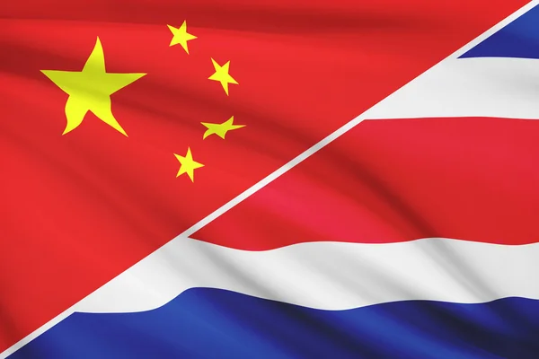 Série de drapeaux ébouriffé. la Chine et la République du costa rica. — Photo