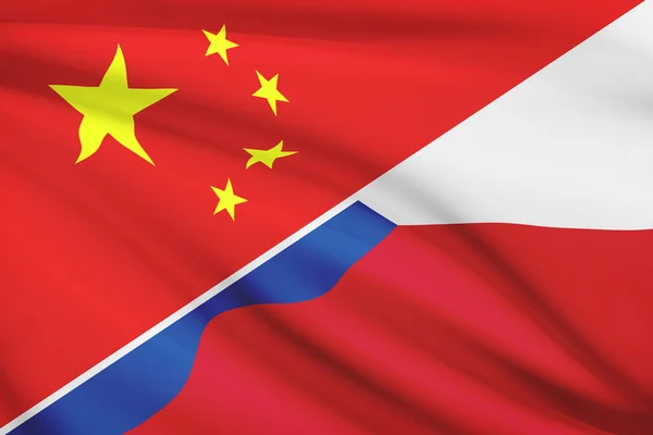 Series of ruffled flags. China and Czech Republic. — Stock Photo, Image