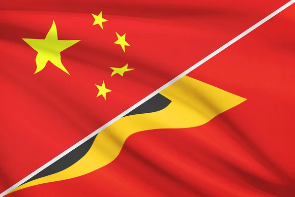 Serie di bandiere arruffati. Cina e Repubblica democratica di timor-leste. — Foto Stock