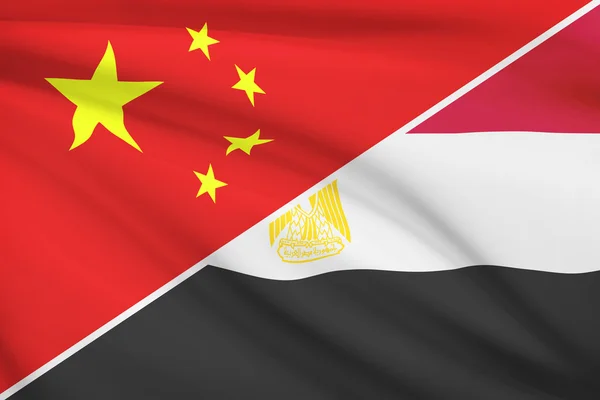 Fırfır yakalı bayrakları dizi. Çin ve Arap Mısır Cumhuriyeti. — Stok fotoğraf