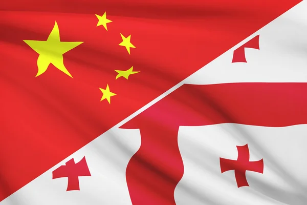 Series of ruffled flags. China and State of Georgia. — Stock Photo, Image