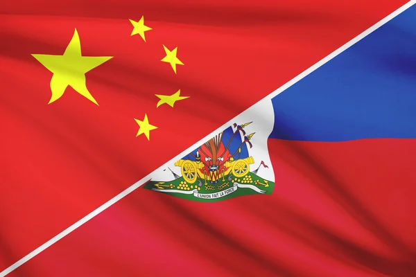 Series of ruffled flags. China and Republic of Haiti. — Stock Photo, Image