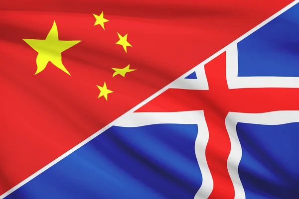 Series of ruffled flags. China and Iceland. — Stock Photo, Image