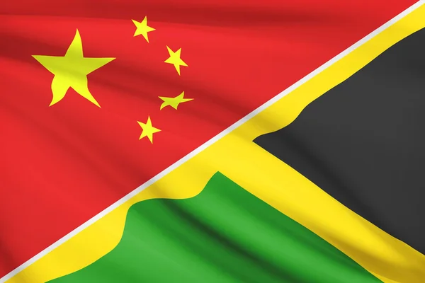 Series of ruffled flags. China and Commonwealth of Jamaica. — Stock Photo, Image