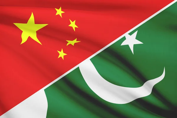 Fırfır yakalı bayrakları dizi. Çin ve pakistan İslam Cumhuriyeti. — Stok fotoğraf
