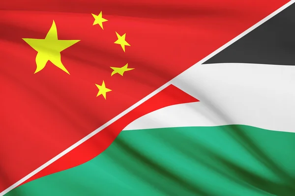Fırfır yakalı bayrakları dizi. Çin ve Filistin devleti. — Stok fotoğraf
