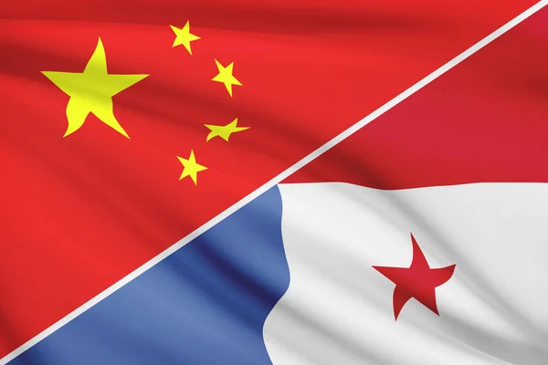 Series of ruffled flags. China and Republic of Panama. — Stock Photo, Image