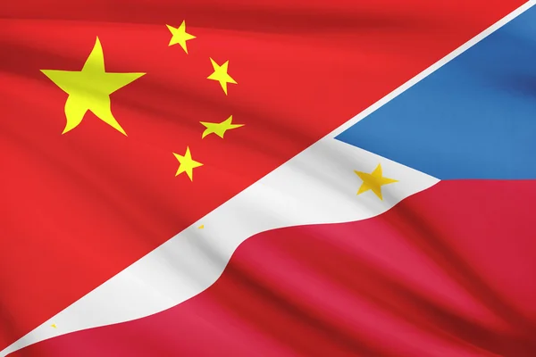Series of ruffled flags. China and Republic of the Philippines. — Stock Photo, Image