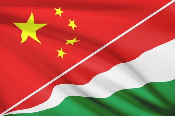 Serie di bandiere arruffati. Cina e Repubblica delle seychelles. — Foto Stock
