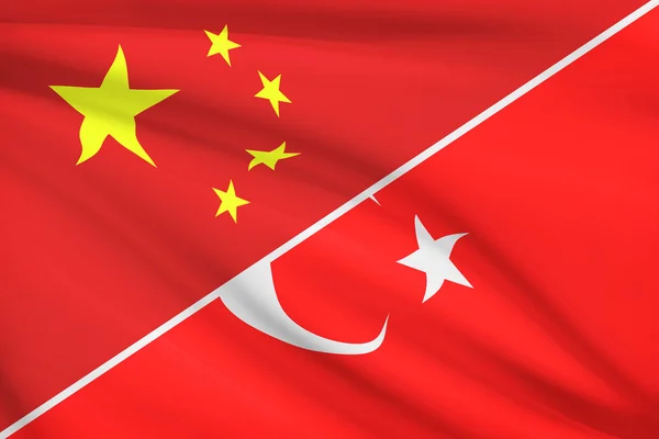 Series of ruffled flags. China and Republic of Turkey. — Stock Photo, Image