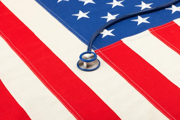 Stethoscope over USA flag — Stock Photo, Image