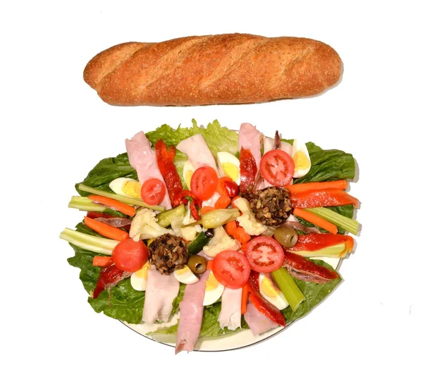 Antipasto en Italiaans brood. — Stockfoto