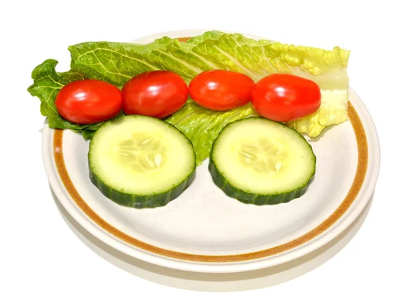 Grape Tomaten, sla en komkommer plakjes — Stockfoto