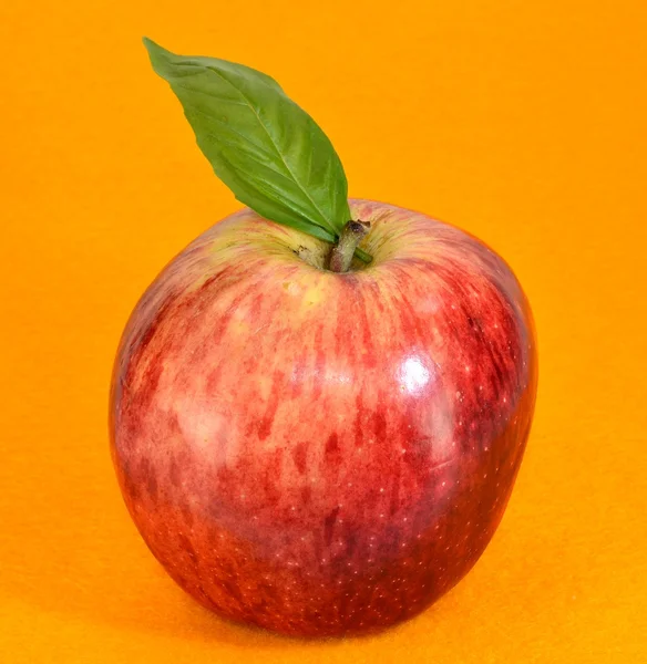 Pomme avec une feuille — Photo