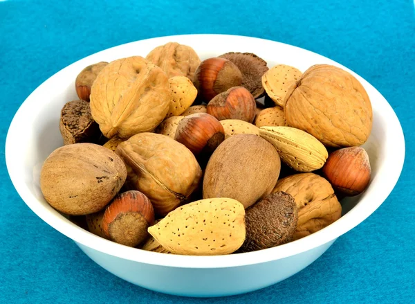 Смешанные орехи в раковине — стоковое фото